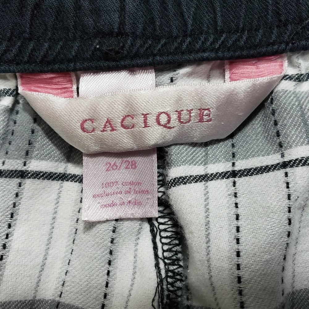 Cacique Womens Lounge Pants White Gray Plaid - Picture 7 of 7